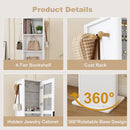 360 Degrees Rotating Makeup Cabinet With Full-Length Mirror, Jewelry Storage