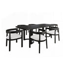 Elegant 7 Piece Dining Set With Cushioned Seats - Beige / Black