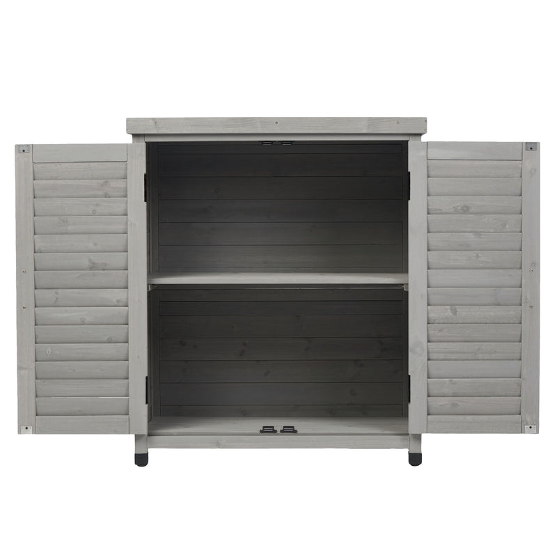 Potting Bench With Storage Cabinet And Metal Table Top For Outdoor