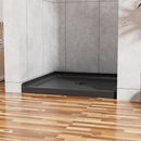 Anti Slip Center Drain Single Threshold Shower Base Slate - Black
