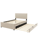 Elegant Upholstered Platform Bed With Twin Size Trundle