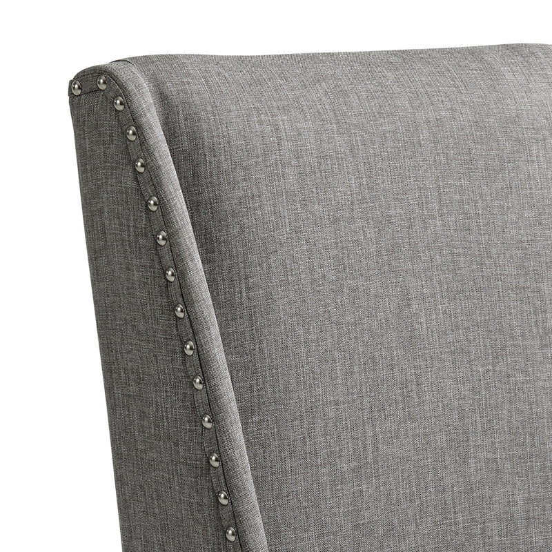 Everdeen - Side Chair with Grey Fabric and Nail Heads (Set of 2) - Charcoal