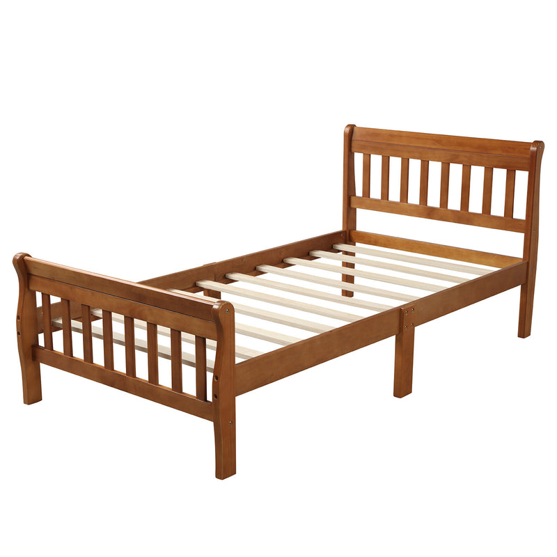 Wood Platform Bed Twin Bed Frame Panel Bed Mattress Foundation Sleigh Bed with Headboard/Footboard/Wood Slat Support