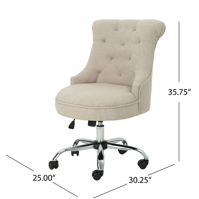 Fidelity - Upholstered Office Chair With Sloped Arms And Rolled Backrest - Wheat / Chrome