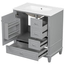 Freestanding Bathroom Vanity With Sink, Soft Close Door, 3 Drawers