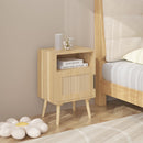 Nightstand, Side Table With Door And Open Shelf For Bedroom - Oak