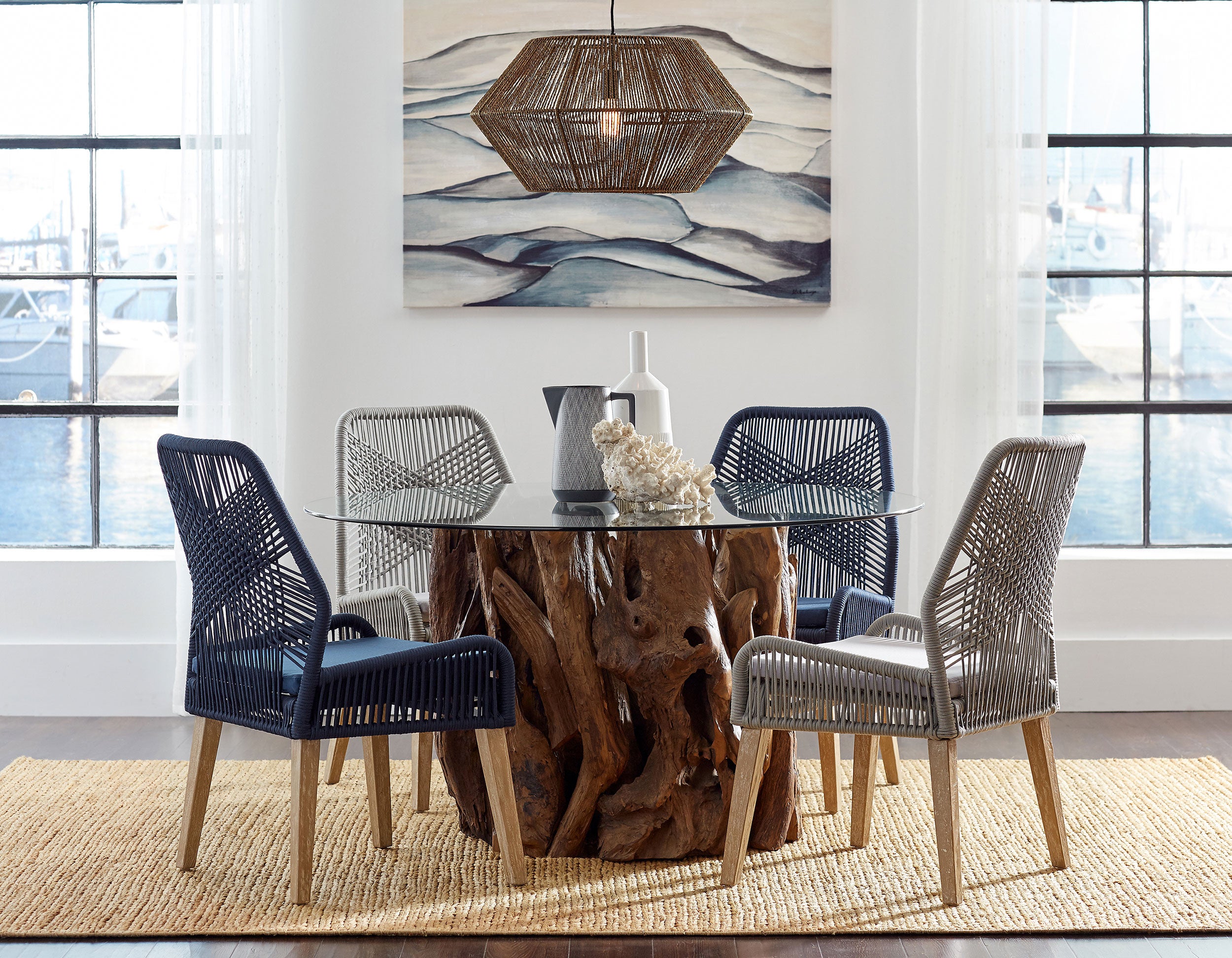 Nakia Woven Rope Dining Side Chairs Grey (Set of 2) — view 15