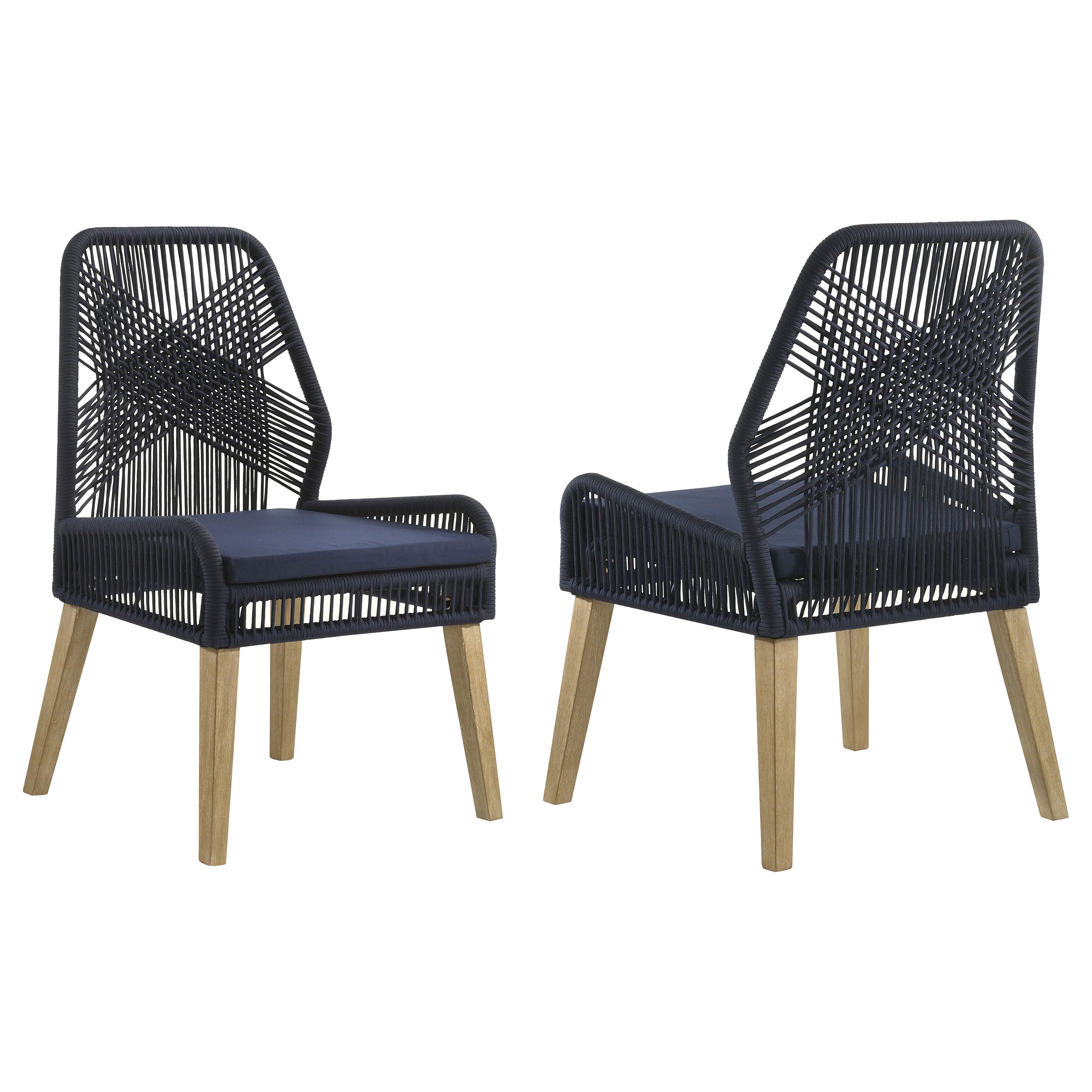Nakia Woven Rope Dining Side Chairs Dark Navy (Set of 2) — view 1