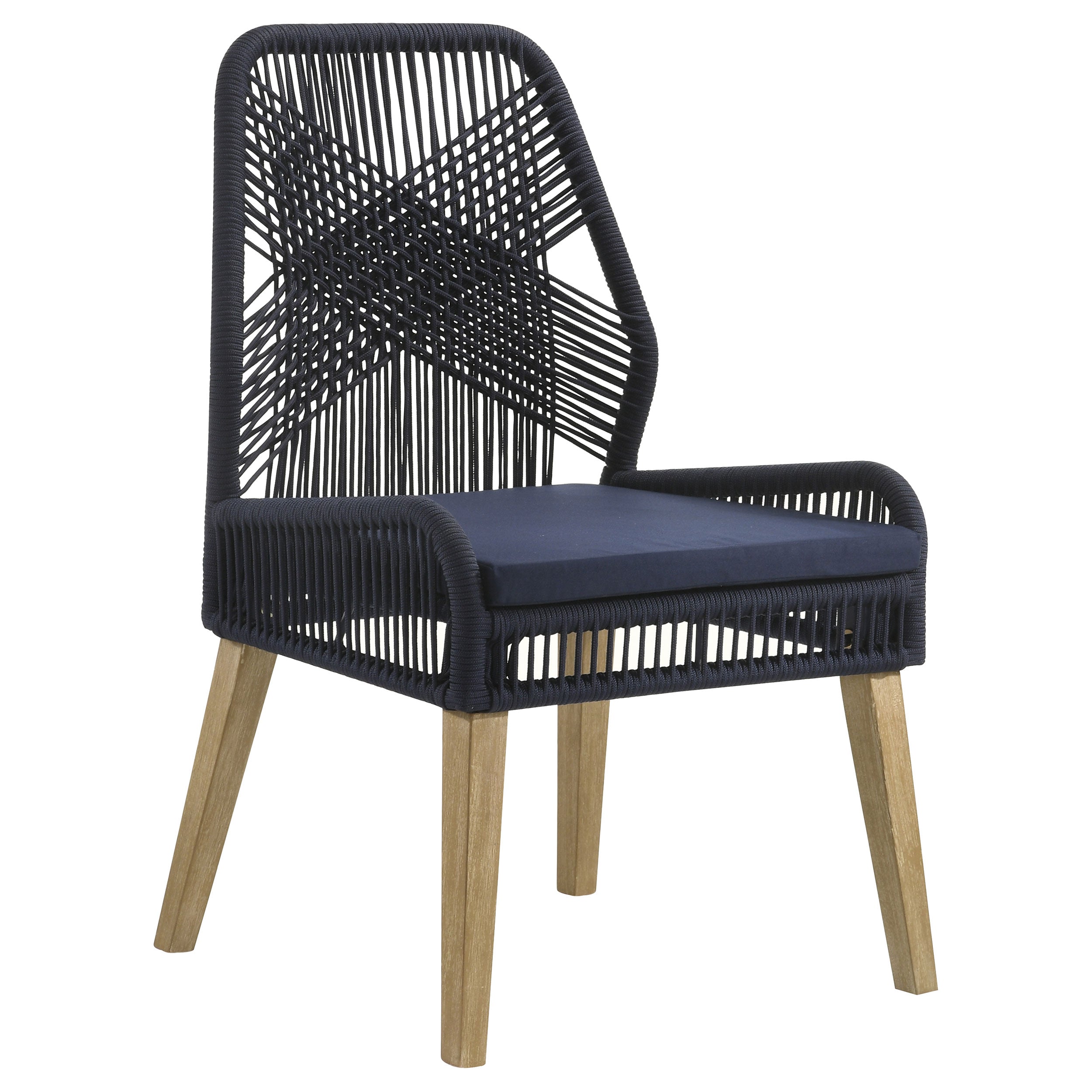 Nakia Woven Rope Dining Side Chairs Dark Navy (Set of 2) — view 3