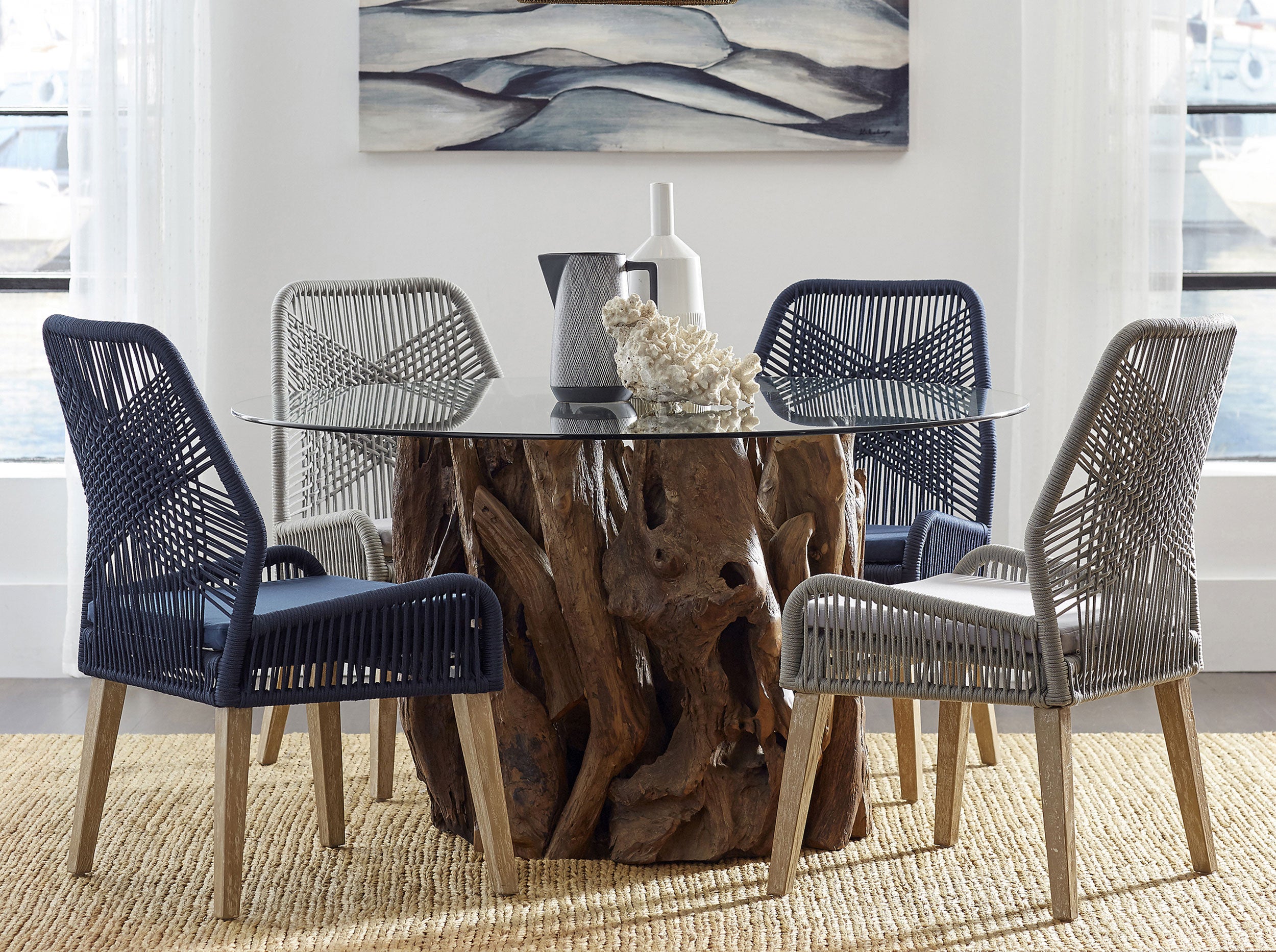 Nakia Woven Rope Dining Side Chairs Dark Navy (Set of 2) — view 14