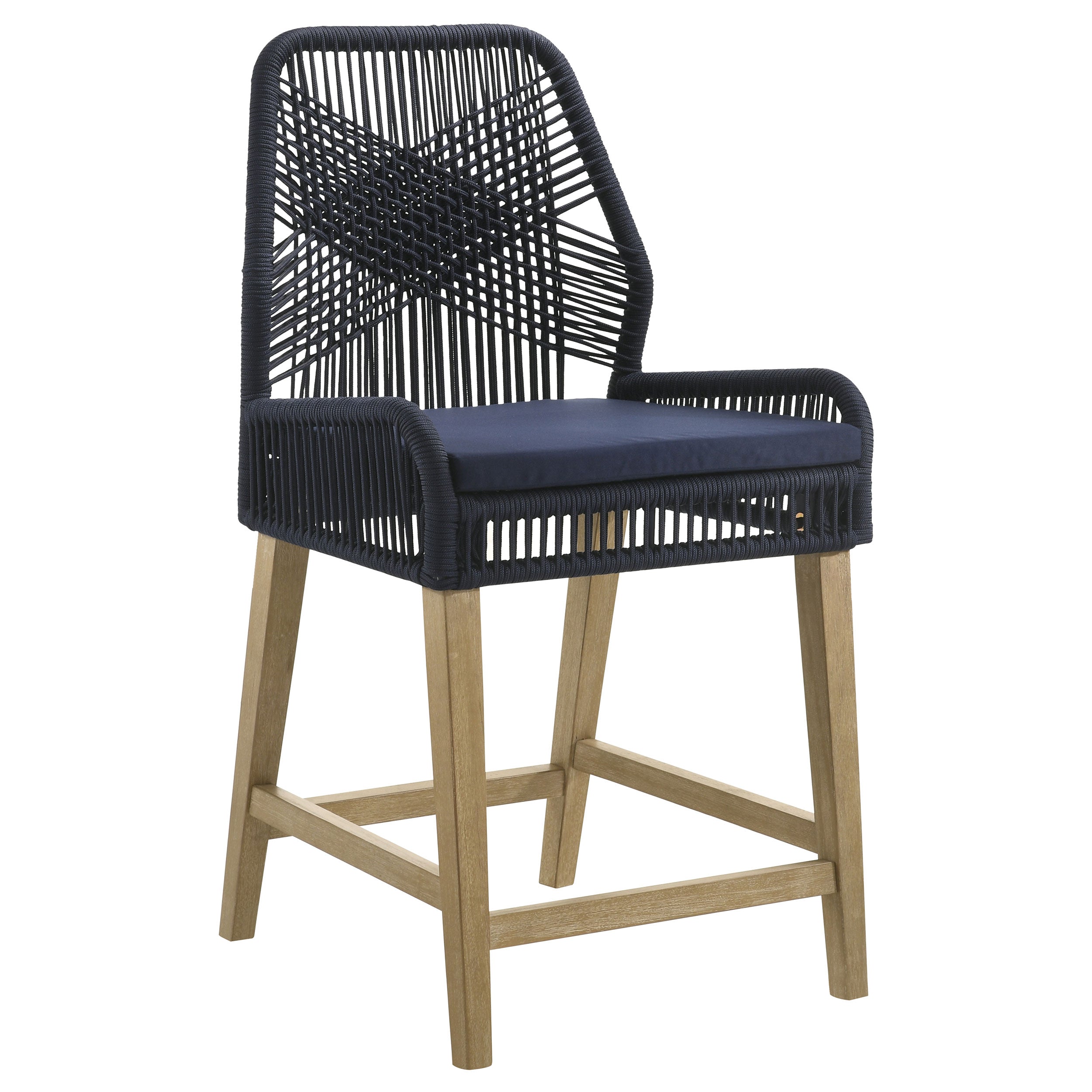 Nakia Woven Rope Counter Chair with Cushion Navy (Set of 2) — view 3