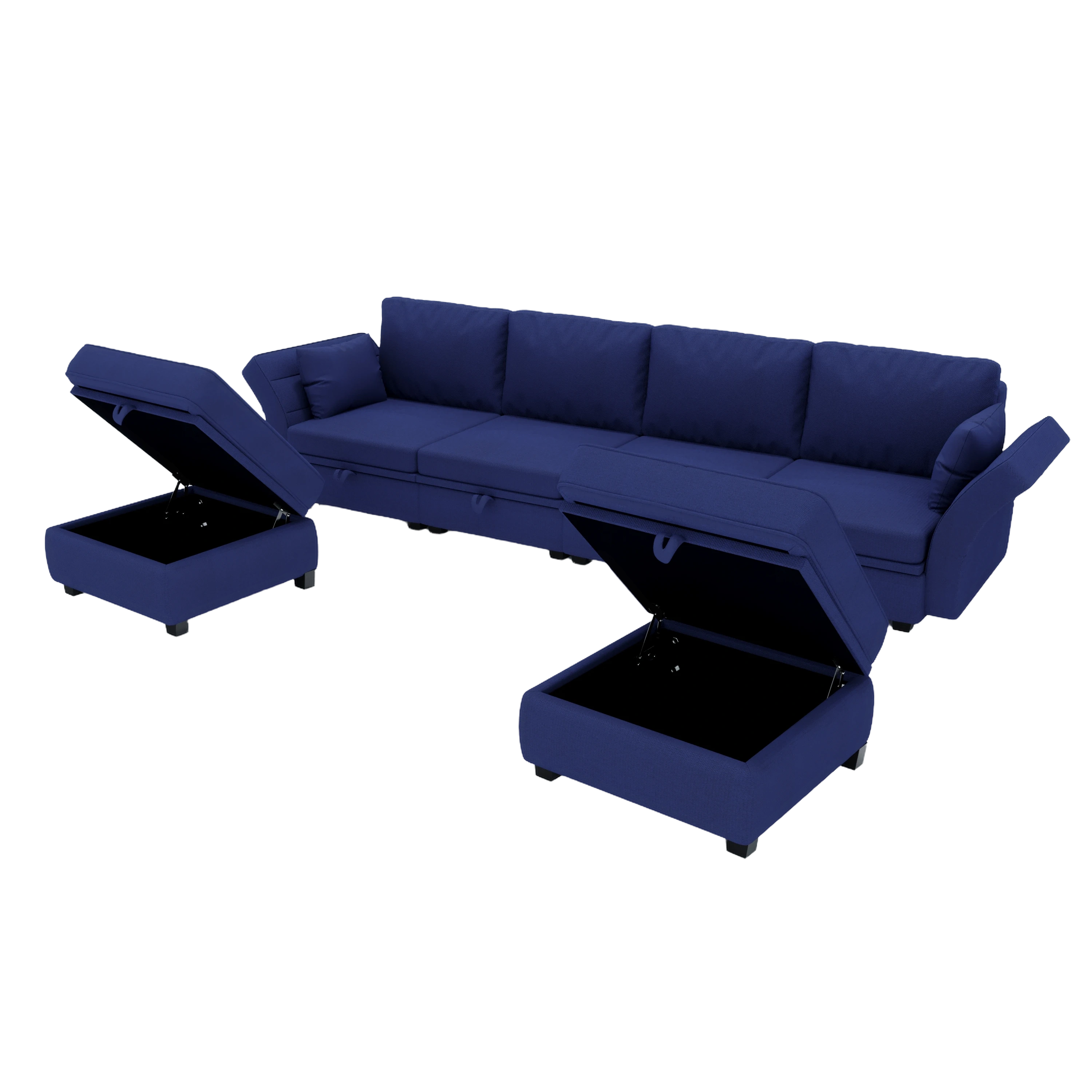 UNITED WE WIN Modular Sectional Sofa U Shaped Modular Couch with Reversible Chaise Modular Sofa Sectional Couch with Storage Seats