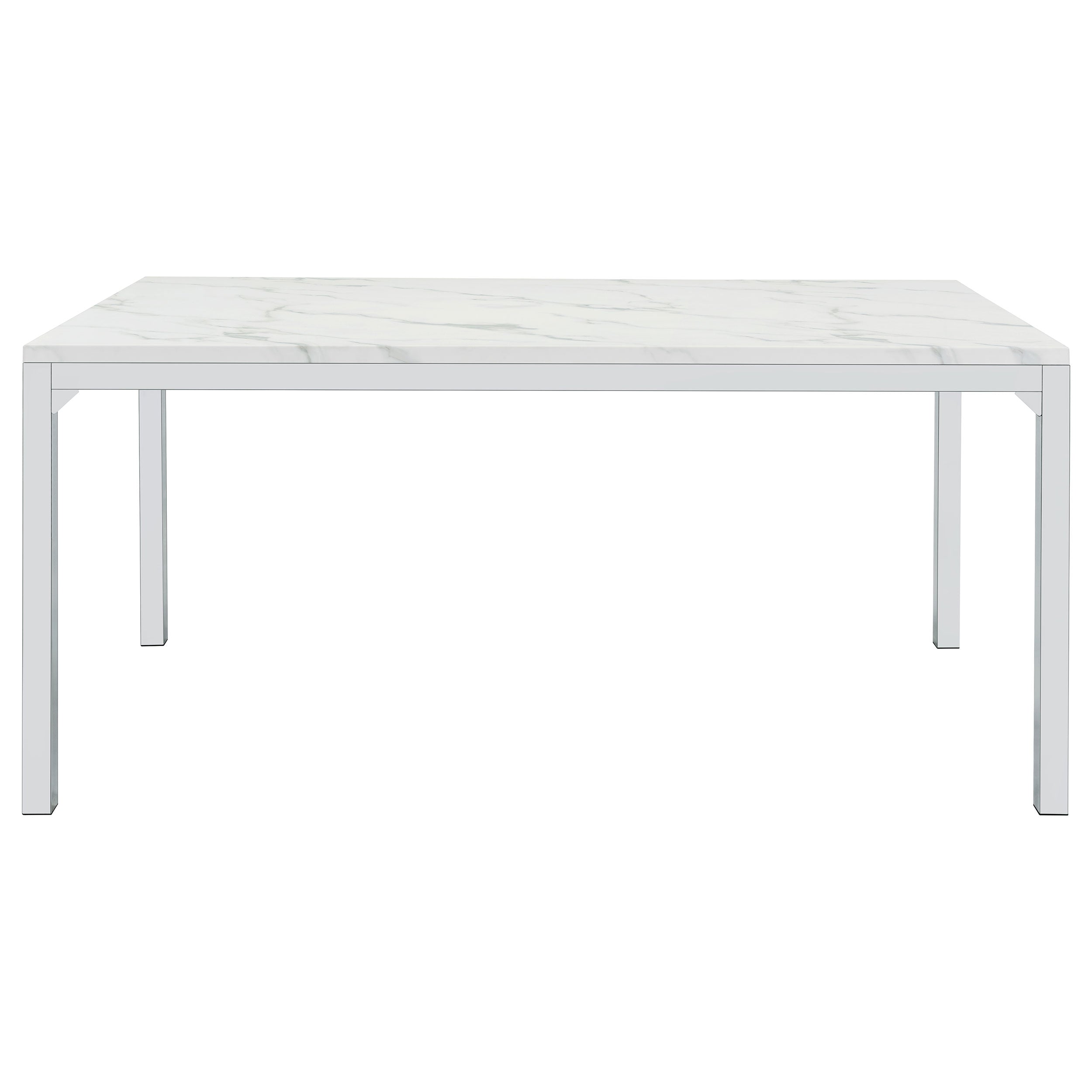 Athena Rectangular 64-inch Faux Marble Dining Table Chrome — view 3