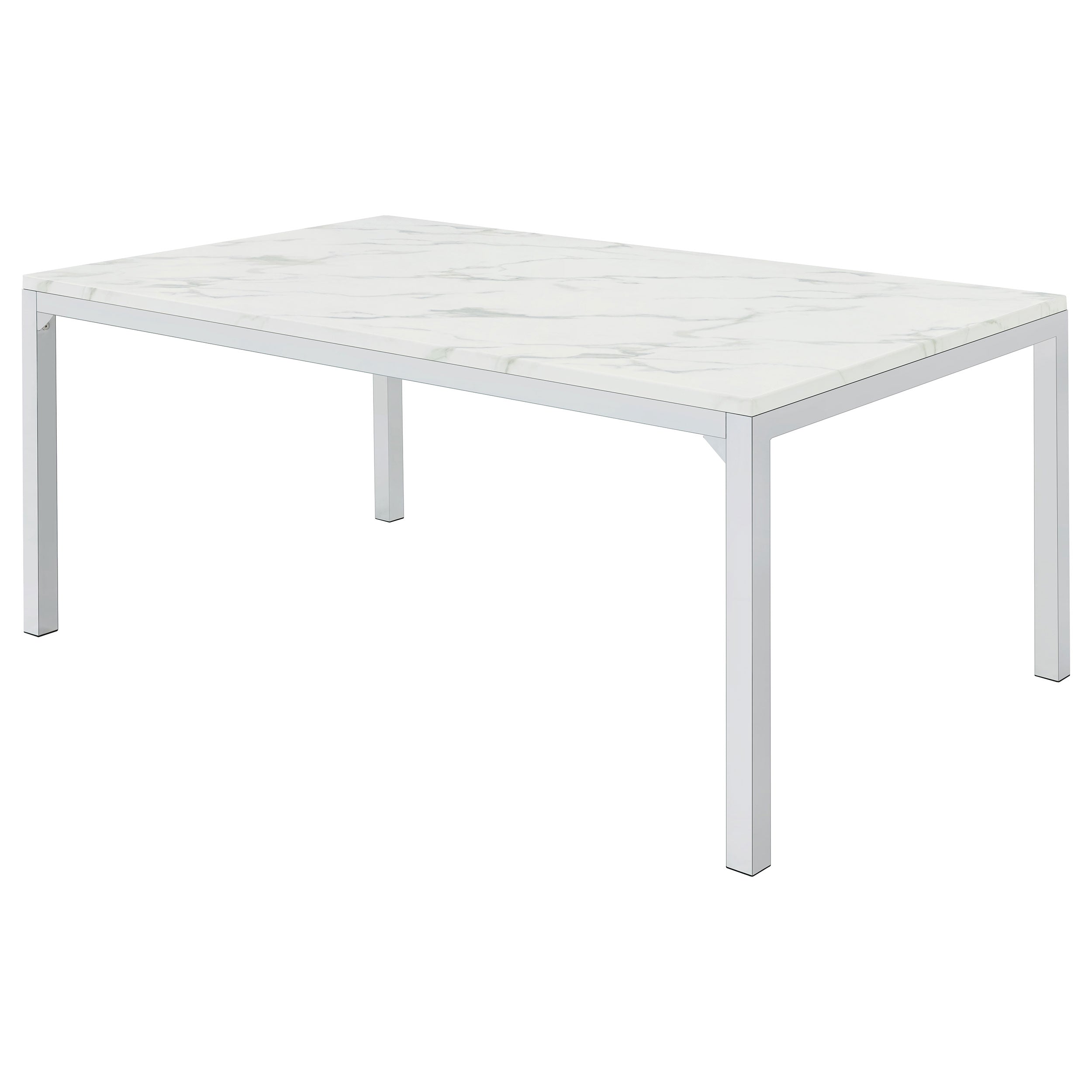 Athena Rectangular 64-inch Faux Marble Dining Table Chrome — view 4