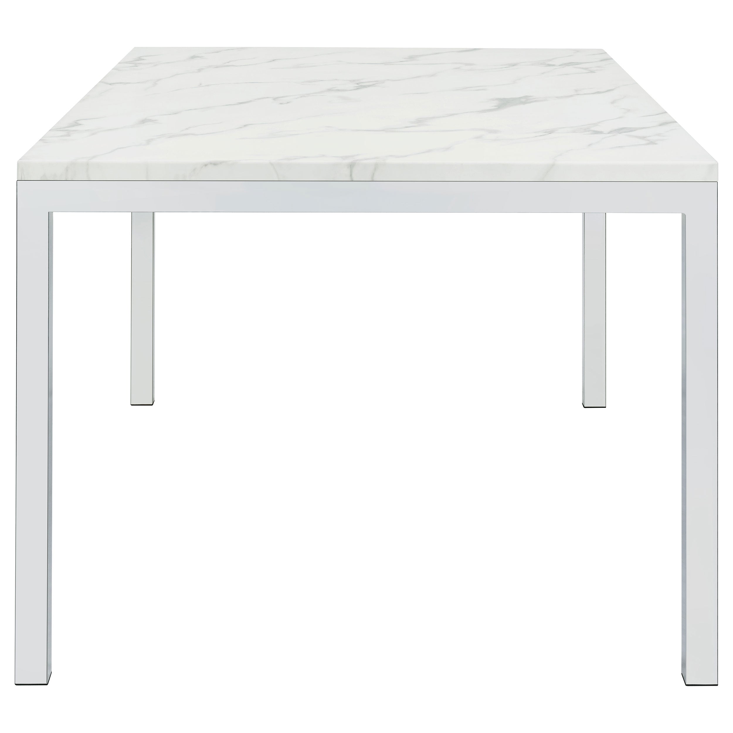 Athena Rectangular 64-inch Faux Marble Dining Table Chrome — view 5