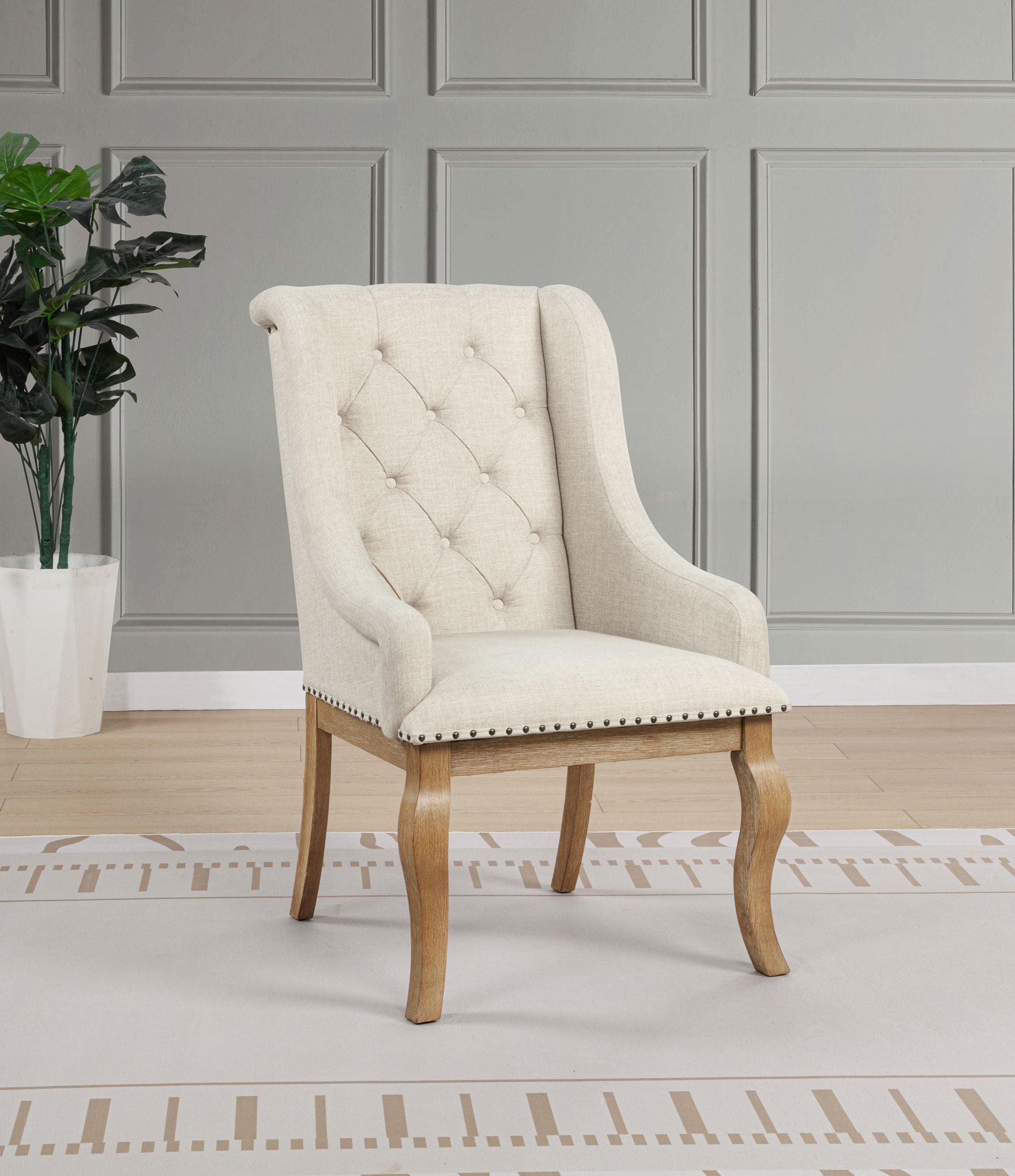 Brockway Upholstered Arm Chair Barley Brown (Set of 2) — view 2