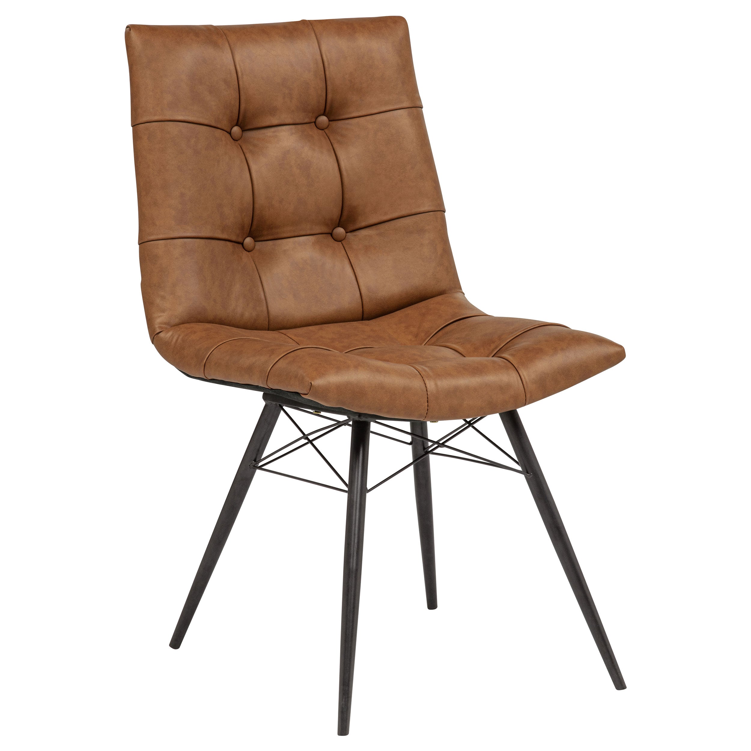 Aiken Faux Leather Upholstered Dining Side Chair Saddle Brown (Set of 4) — view 1