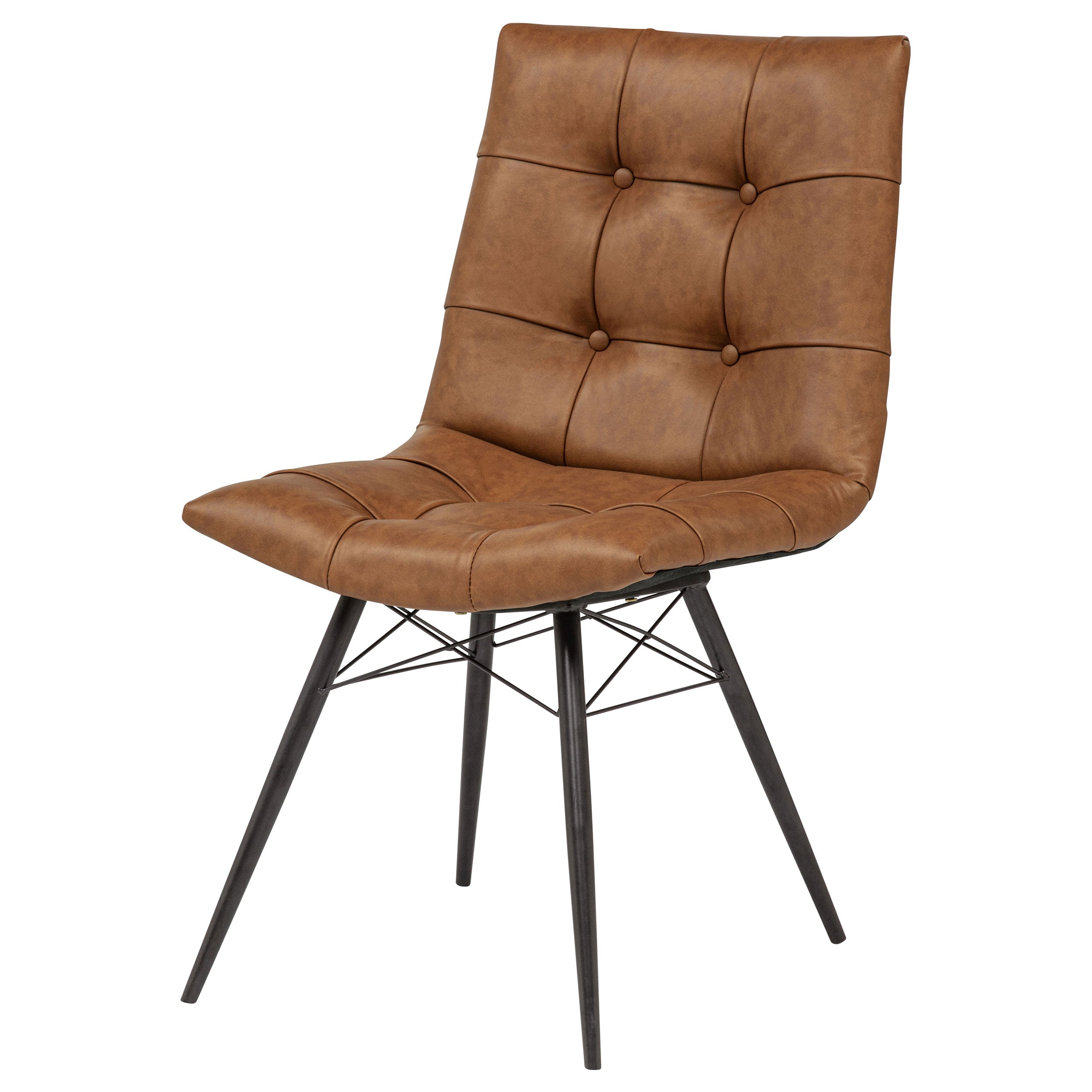 Aiken Faux Leather Upholstered Dining Side Chair Saddle Brown (Set of 4) — view 5