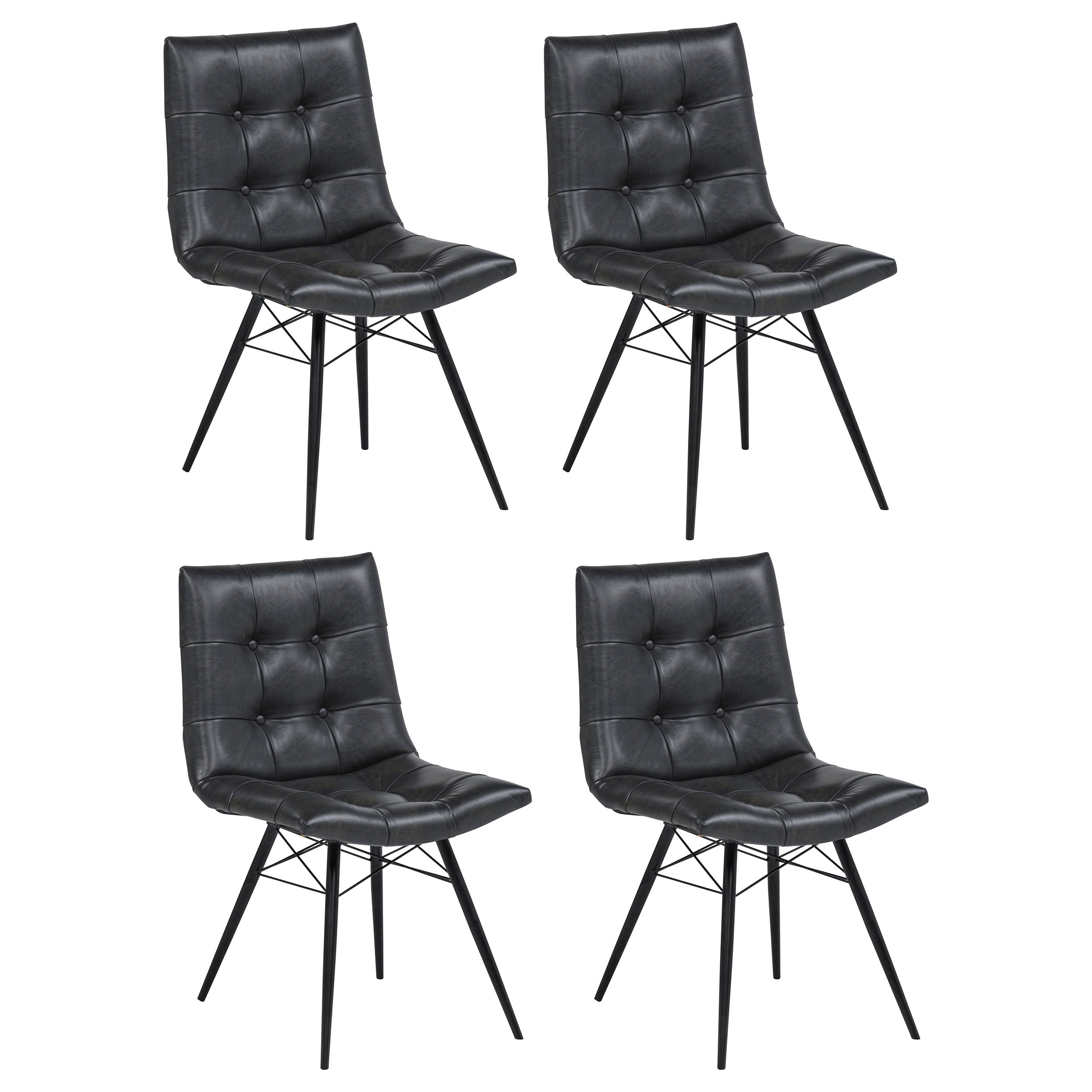 Aiken Faux Leather Upholstered Dining Side Chair Charcoal Grey (Set of 4) — view 1