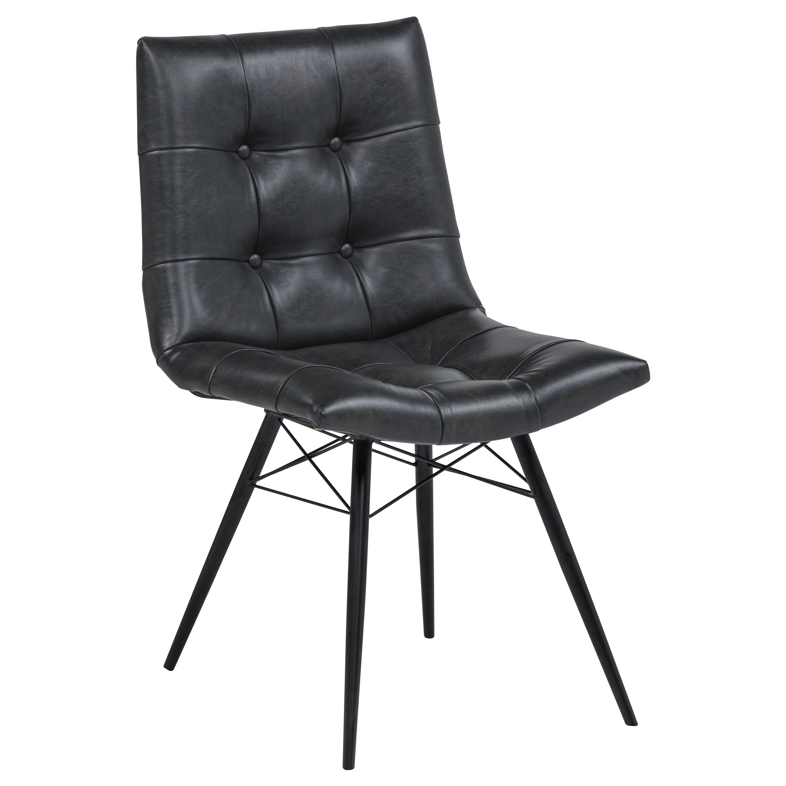 Aiken Faux Leather Upholstered Dining Side Chair Charcoal Grey (Set of 4) — view 3