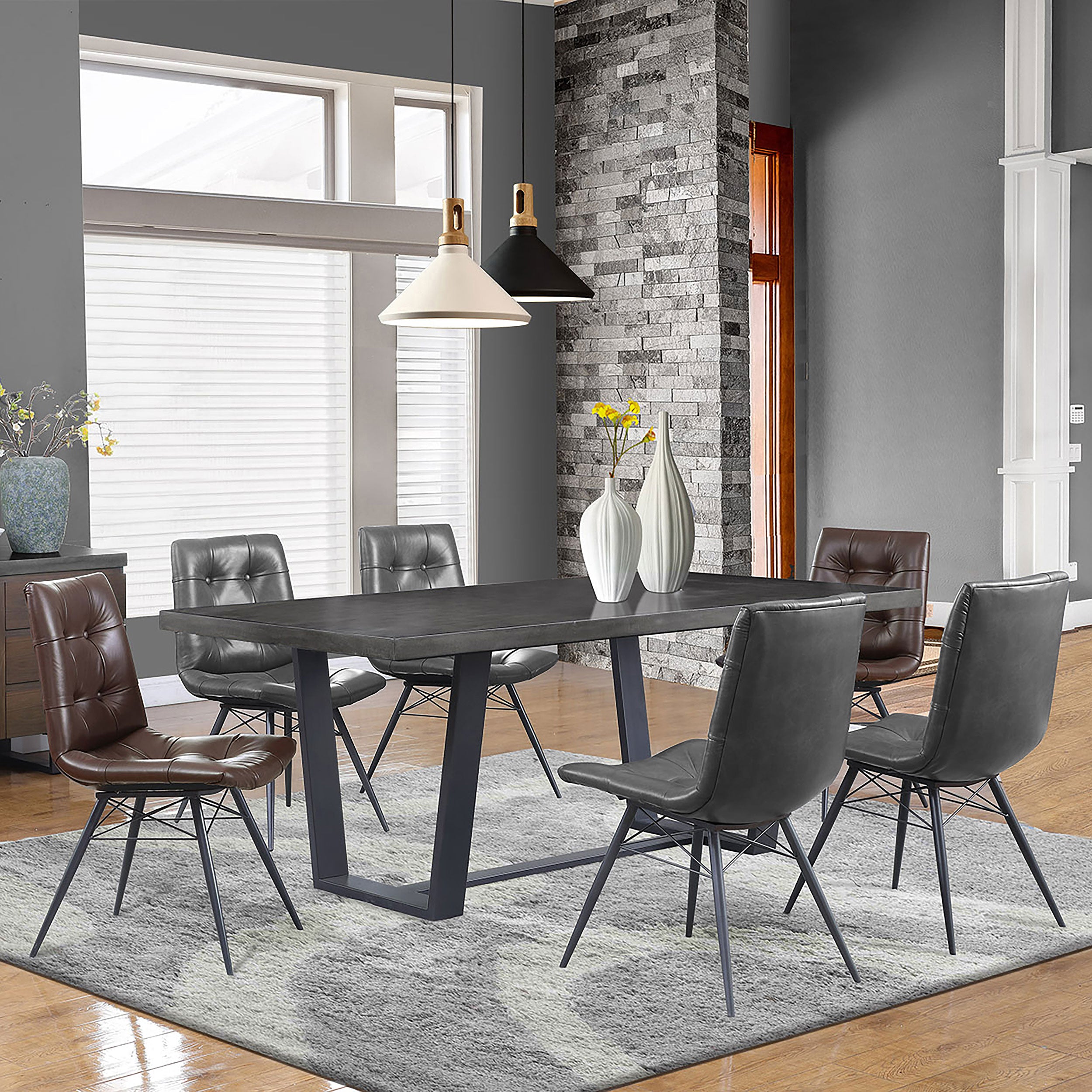 Aiken Faux Leather Upholstered Dining Side Chair Charcoal Grey (Set of 4) — view 12
