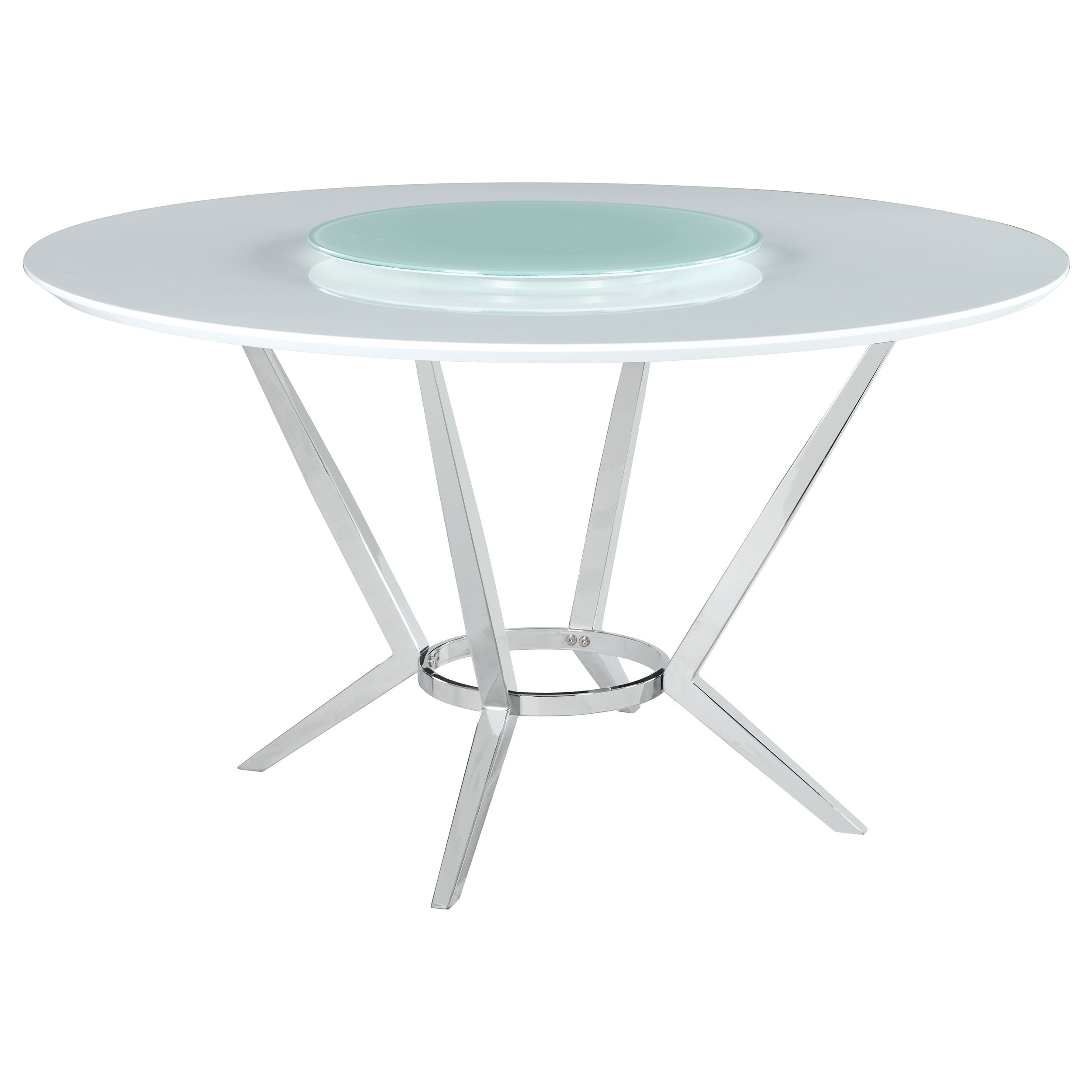 Abby Round 54-inch Lazy Susan Dining Table White High Gloss — view 1