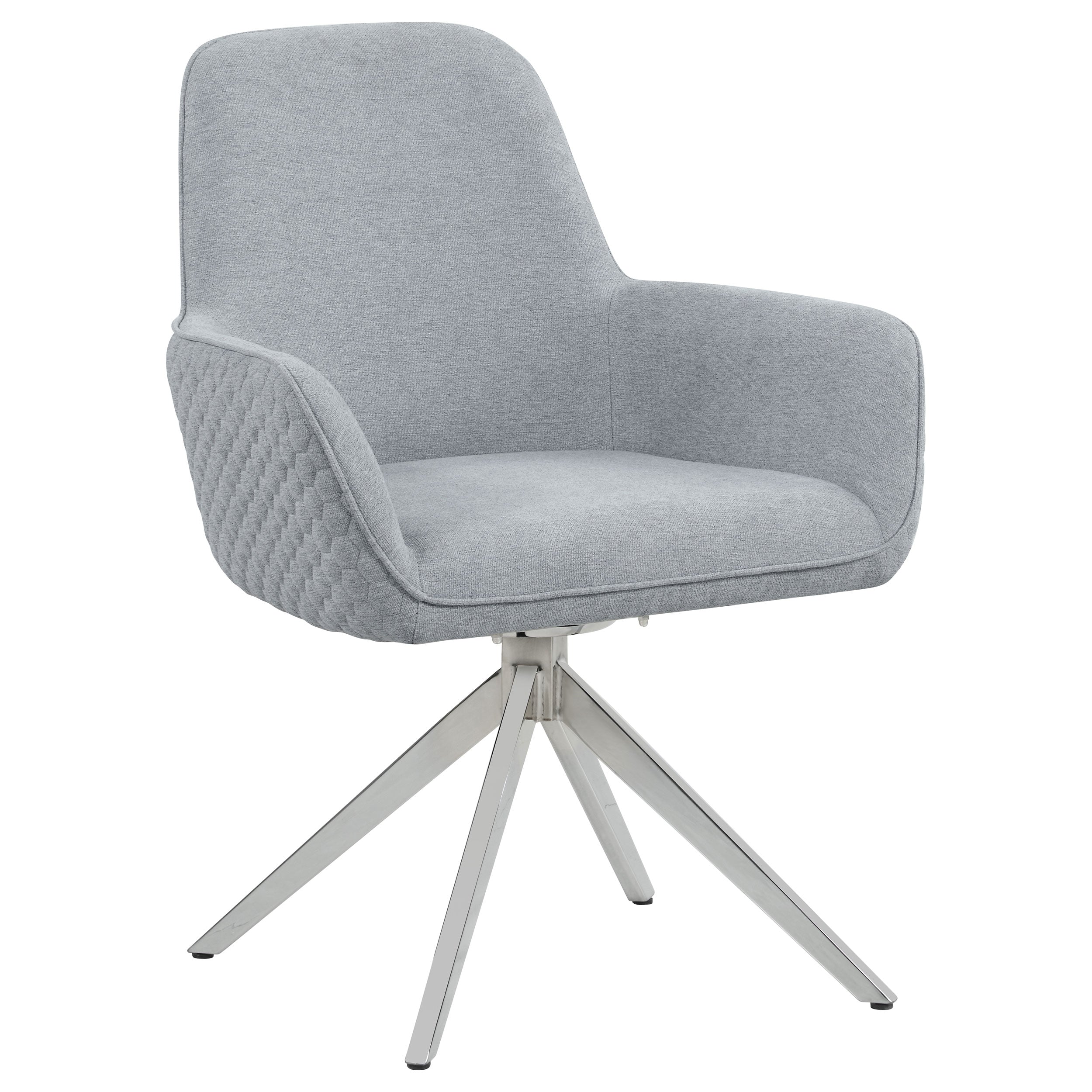 Abby Fabric Upholstered Swivel Dining Arm Chair Light Grey — view 1