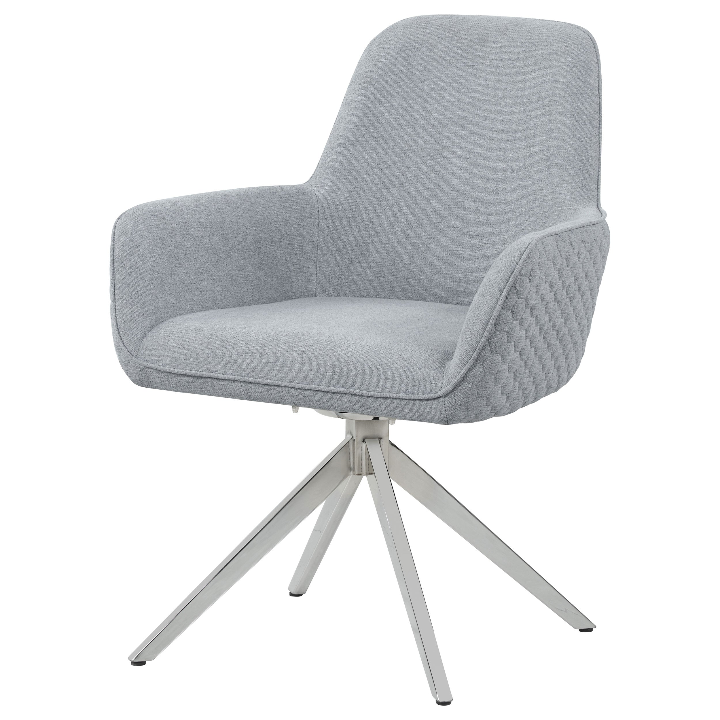 Abby Fabric Upholstered Swivel Dining Arm Chair Light Grey — view 4