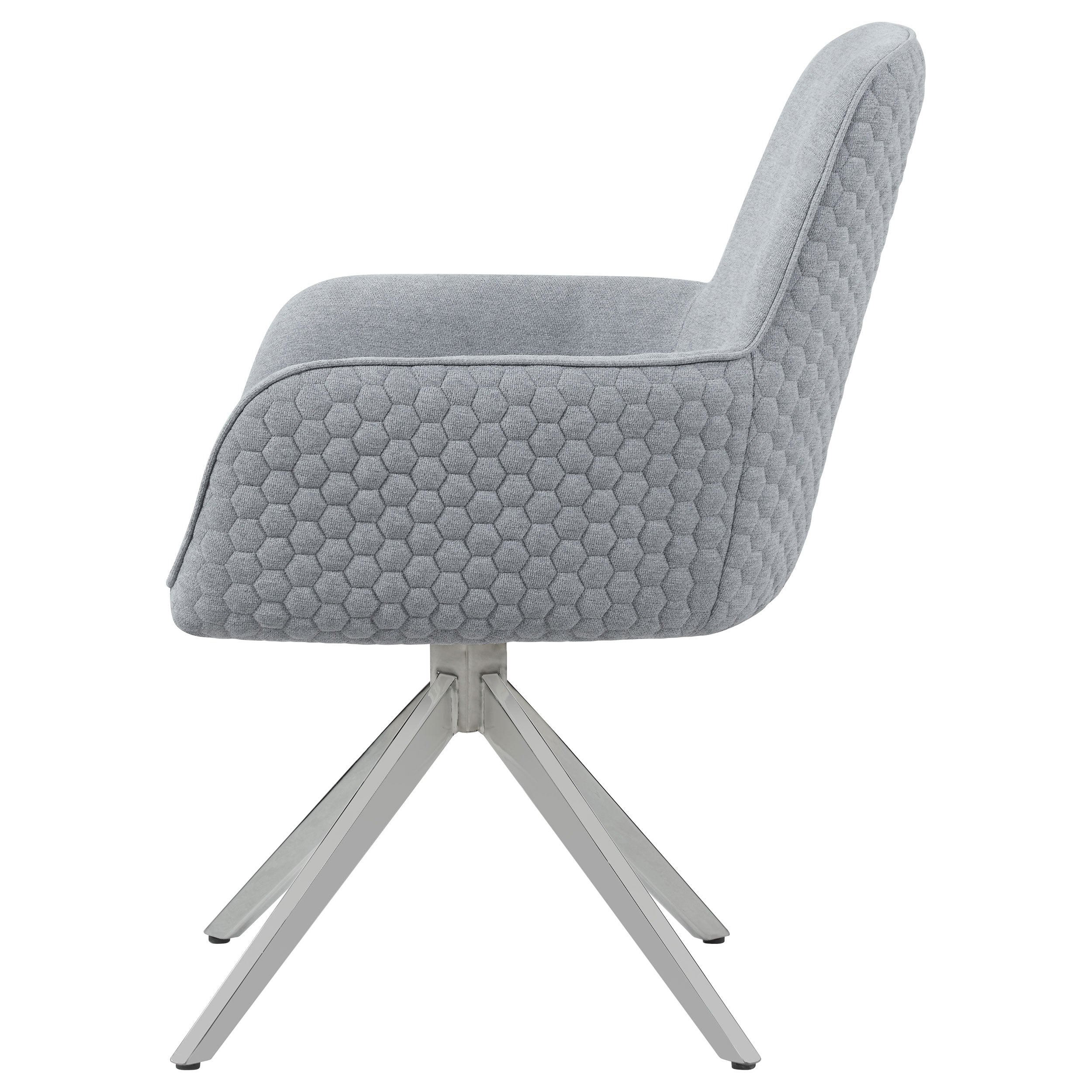 Abby Fabric Upholstered Swivel Dining Arm Chair Light Grey — view 5