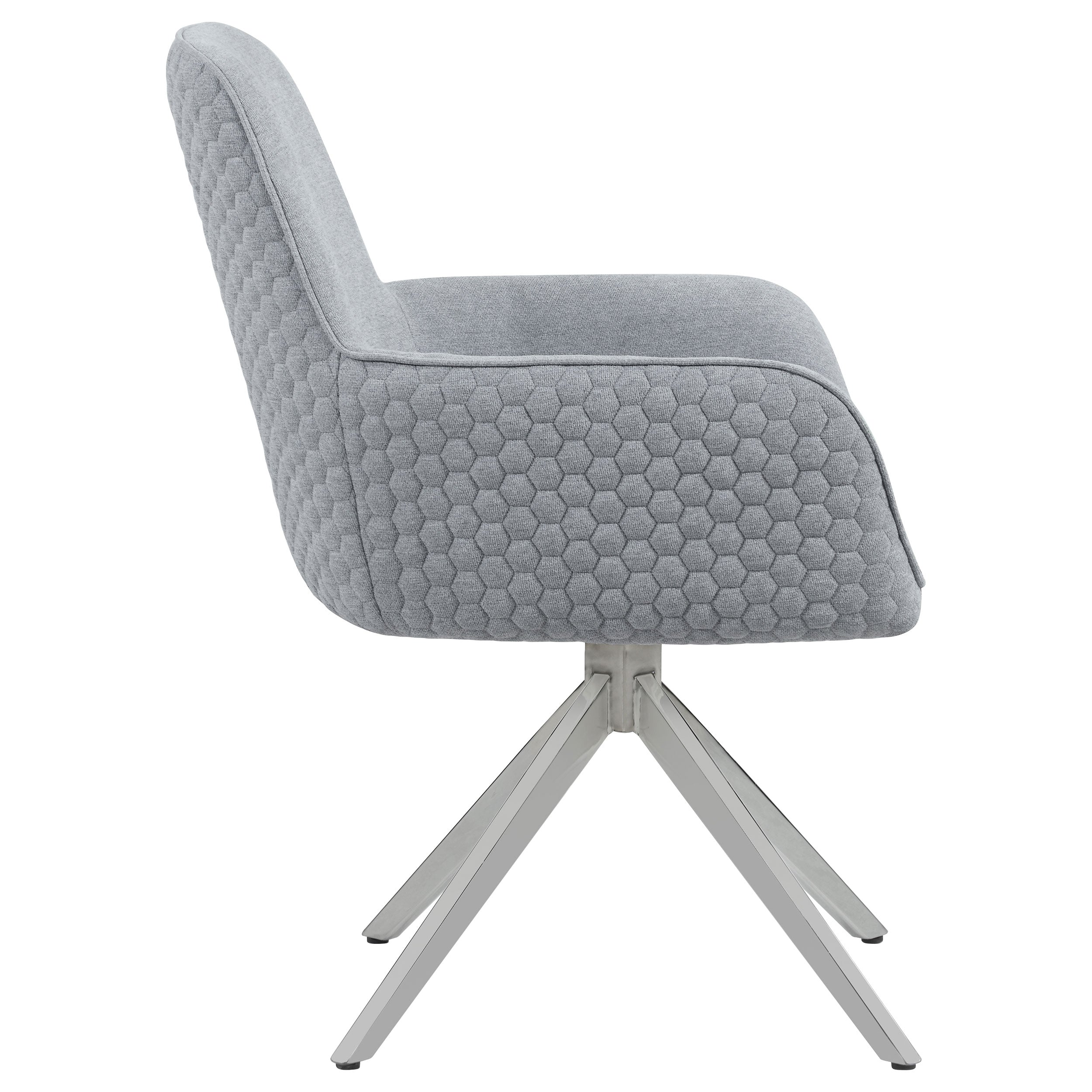 Abby Fabric Upholstered Swivel Dining Arm Chair Light Grey — view 9
