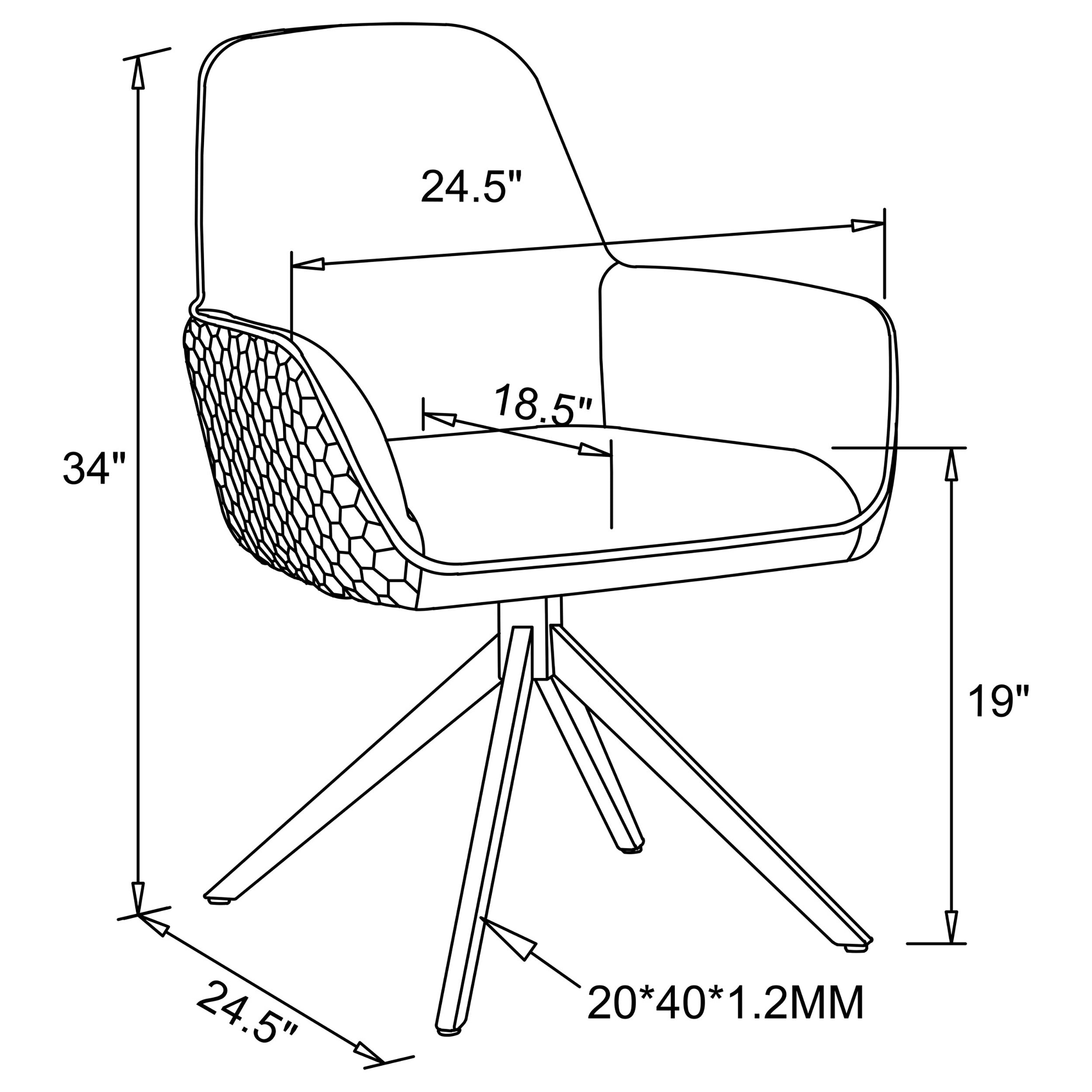 Abby Fabric Upholstered Swivel Dining Arm Chair Light Grey — view 11