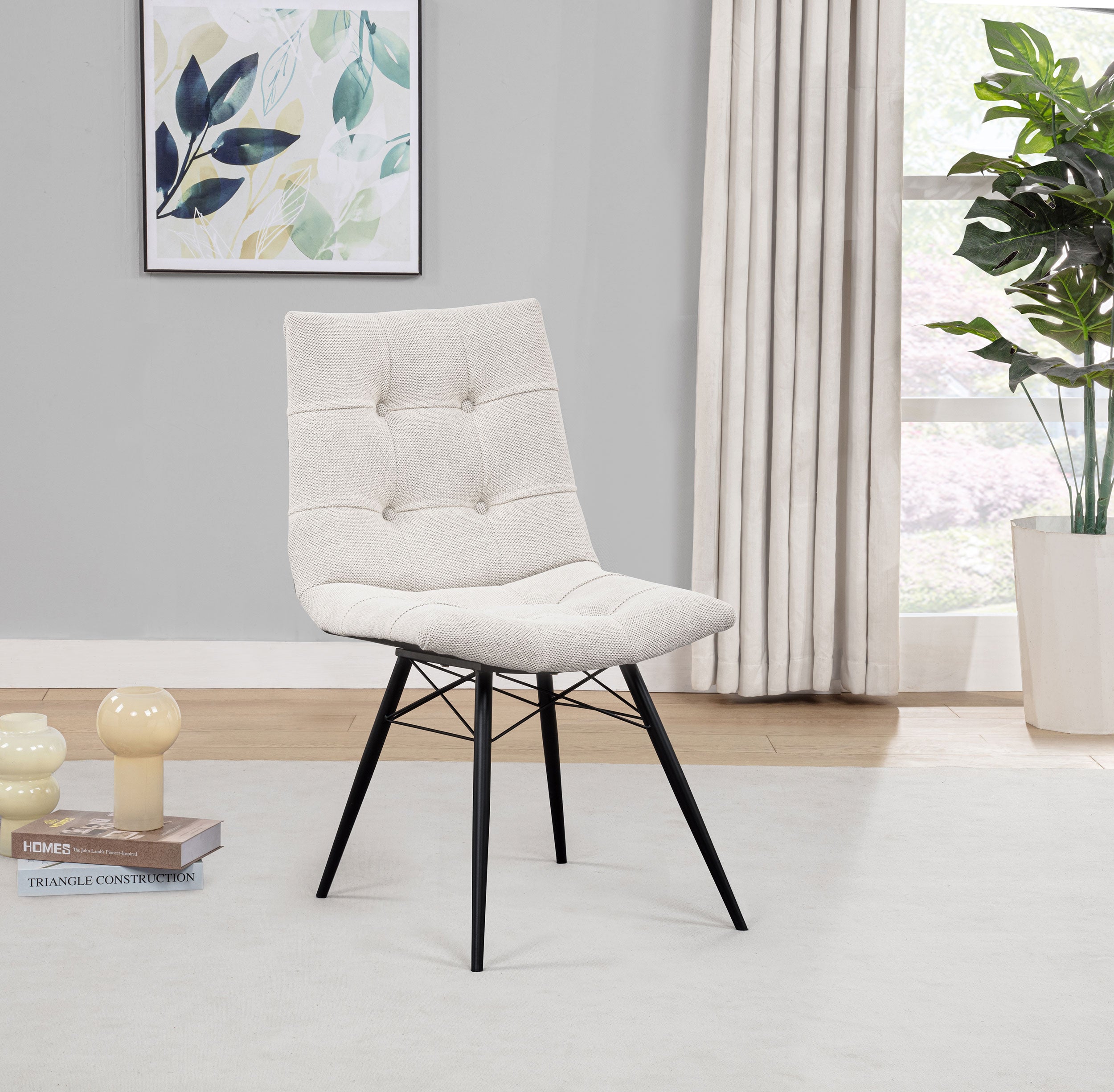 Aiken Fabric Upholstered Dining Side Chair Saddle Stone White (Set of 4) — view 2