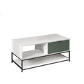 Watson - Wood Coffee Table Steel Frame With Shelves And Drawer