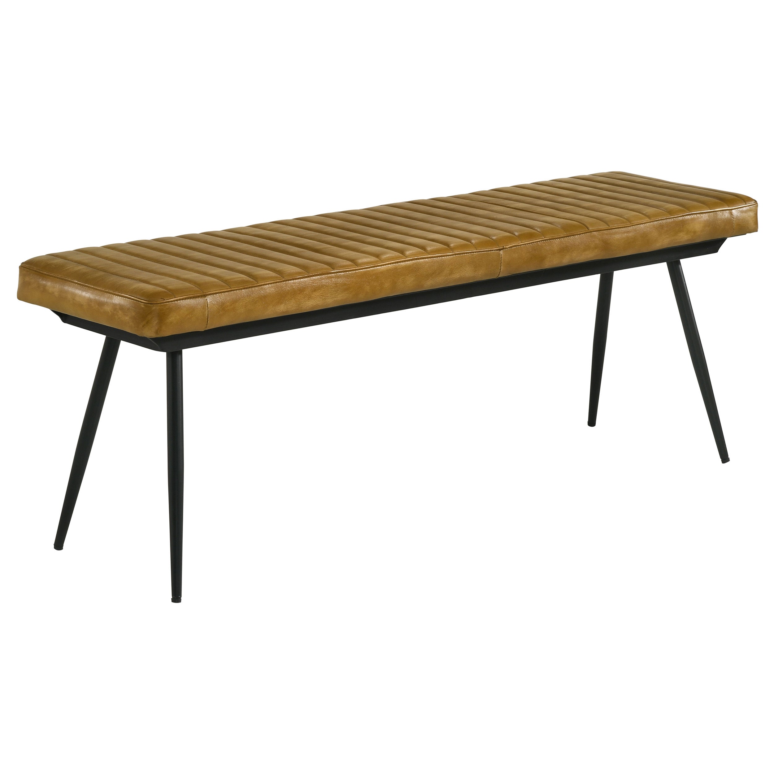 Misty Leather Upholstered Dining Bench Antique Camel — view 1