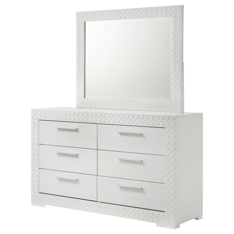 Ives - 6-Drawer Dresser And Mirror - White High Gloss