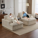 Double Chaise Lounge Chair, Oversized Upholstered Sleeper Cloud Couch