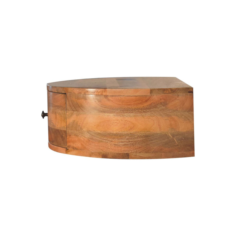 Large Wall Mounted Rounded Bedside Table - Beige