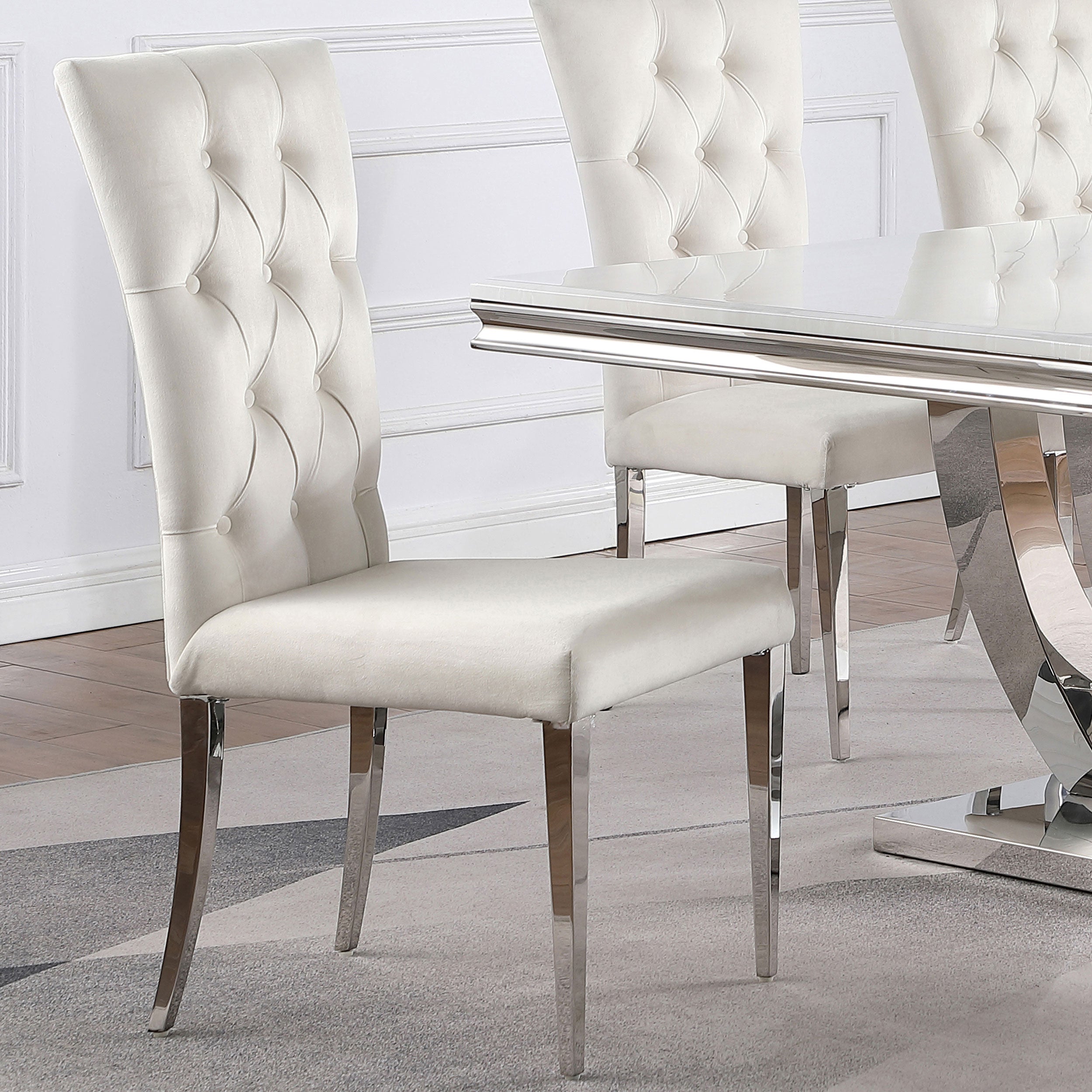 Kerwin Velvet Upholstered Dining Side Chair White (Set of 2) — view 2
