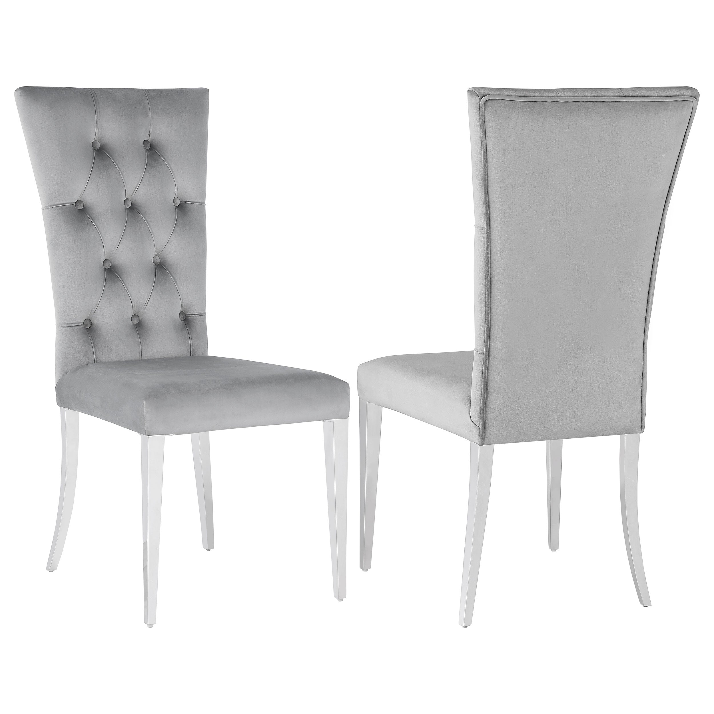 Kerwin Velvet Upholstered Dining Side Chair Grey (Set of 2) — view 1