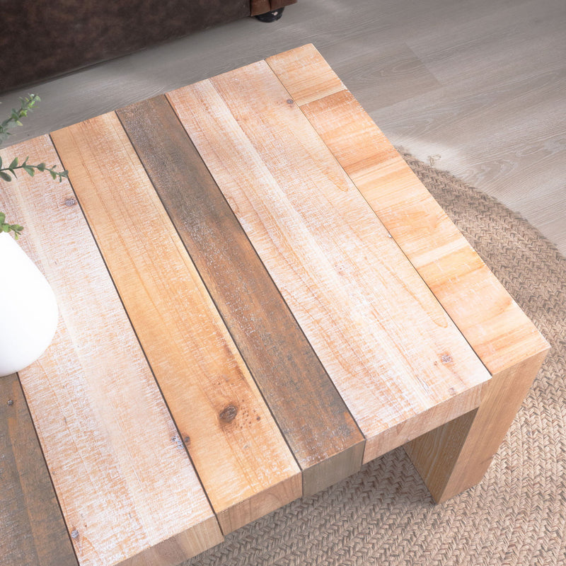 Modern Rustic Table With Sculpted Block Design