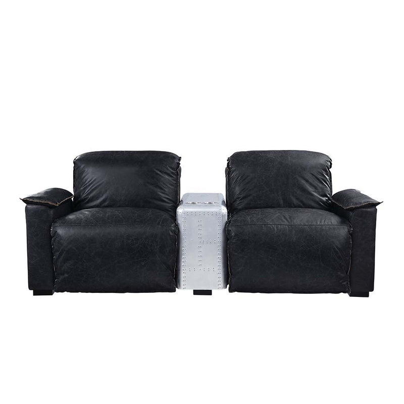 Misezon - Recliner - Black Top Grain Leather & Aluminum - Atlantic Fine Furniture Inc