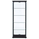 Delphinium - 5-Shelf Clear Glass Curio Display Cabinet - Black