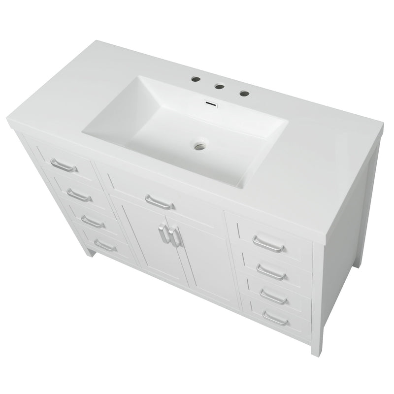 Bathroom Vanity With Sink, 2 Doors 8 Drawers, Soft Close System, Classic Design