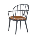 Industrial Inspired Upholstered Dining Chair Set With Metal Legs (Set of 2) - Brown