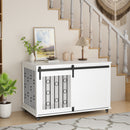 Dog Crate With Sliding Barn Door And Side Access, Lockable Wheels For Small To Medium Dogs - White