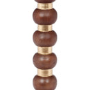 Modern Mango Wood Round End Table With Gold Accents, Solid Wood - Honey