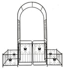 Metal Garden Arch With Gate High Climbing Plants Support Rose Arch Outdoor - Black