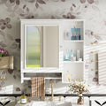 Wall Mounted Bathroom Storage Cabinet, Medicine Cabinets With Large Mirror Door, Adjustable Shelves And Three Open Storage Levels(Not Include Bathroom Vanity)