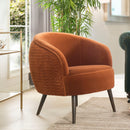 London - Mid-Century Modern Ruched Barrel Chair - Burnt Orange