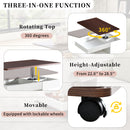 Adjustable End Table With Wheels, 360°Rotating Top And Storage Space